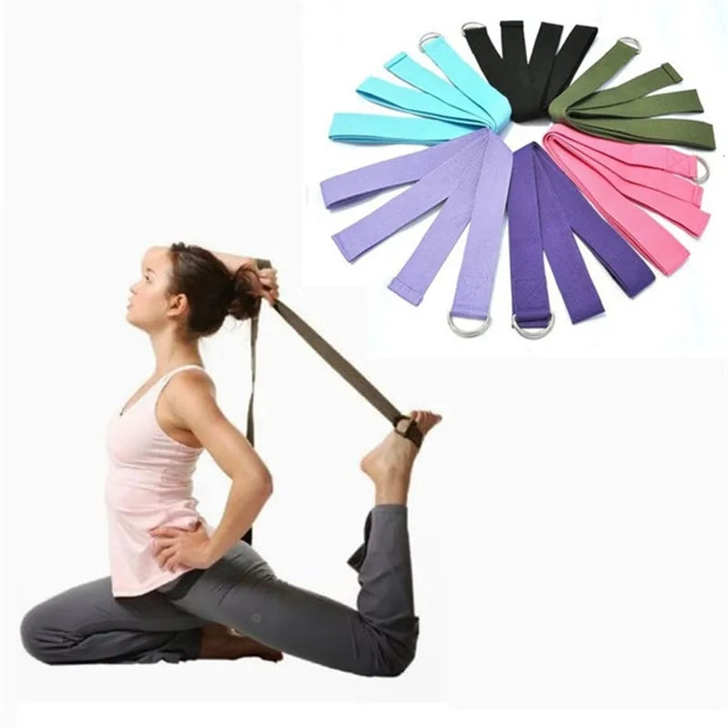 1.8mx3.8cm Yoga Strap Durable Cotton Exercise Straps Adjustable D-Ring Buckle Gives Flexibility for Yoga Stretching