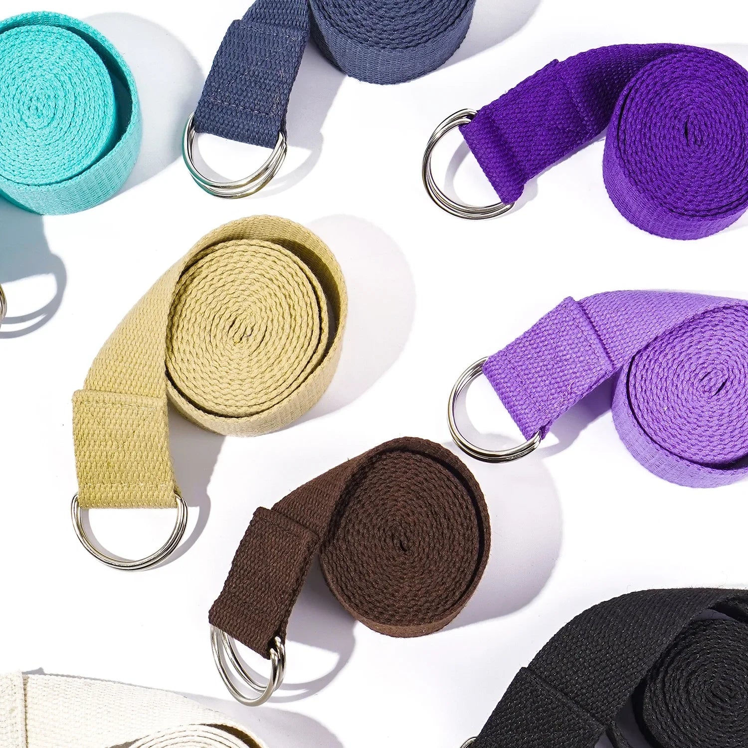 1.8mx3.8cm Yoga Strap Durable Cotton Exercise Straps Adjustable D-Ring Buckle Gives Flexibility