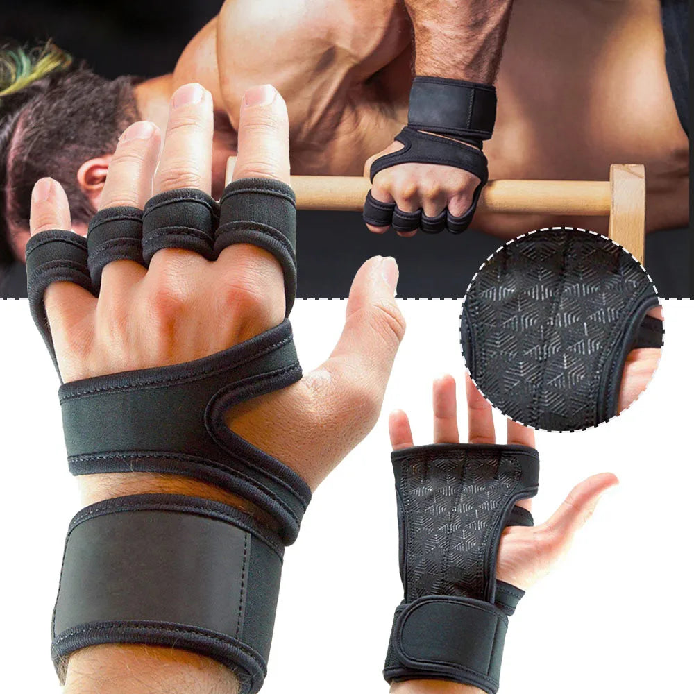 1 Pairs Weightlifting Training Gloves for Men Women Fitness Sports Body Building Gymnastics Gym Hand Wrist Palm