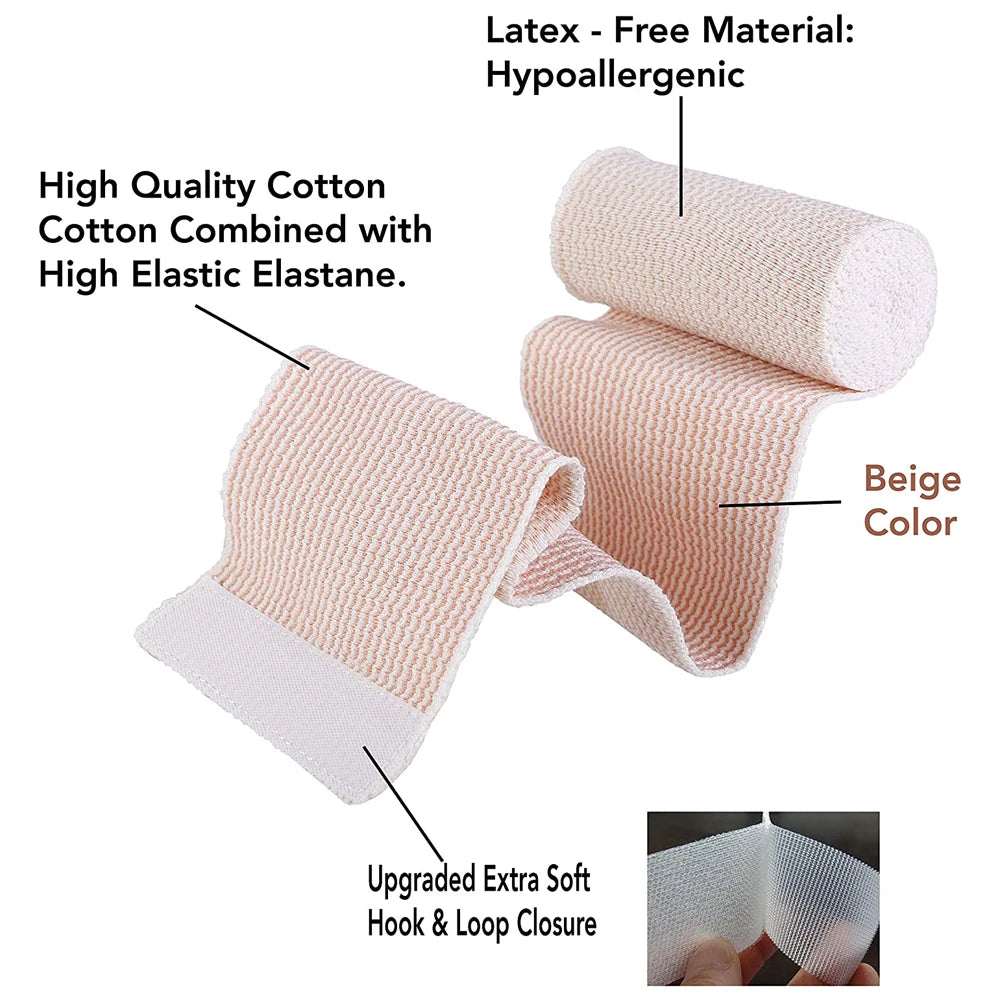 1 Roll Elastic Bandage Wrap Compression Bandage with Self-Closure,Ideal for Medical,Calf,Sports