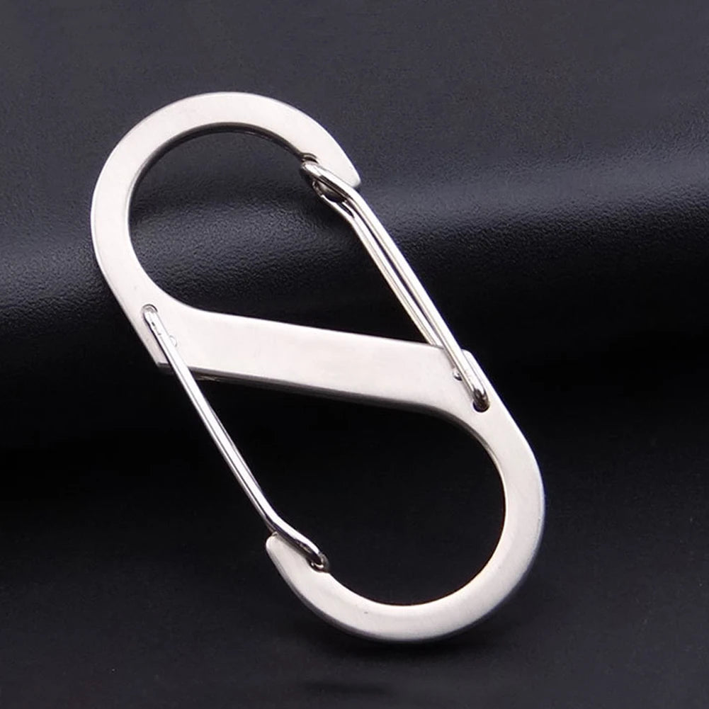 10pcs Stainless Steel S Type Carabiner With Lock Mini Keychain Hook Anti-Theft Outdoor Camping Backpack