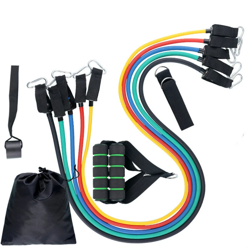 11Pcs Resistance Bands Set Yoga Exercise Fitness Band Rubber Loop Tube Bands Gym Fitness Exercise Training Pilates