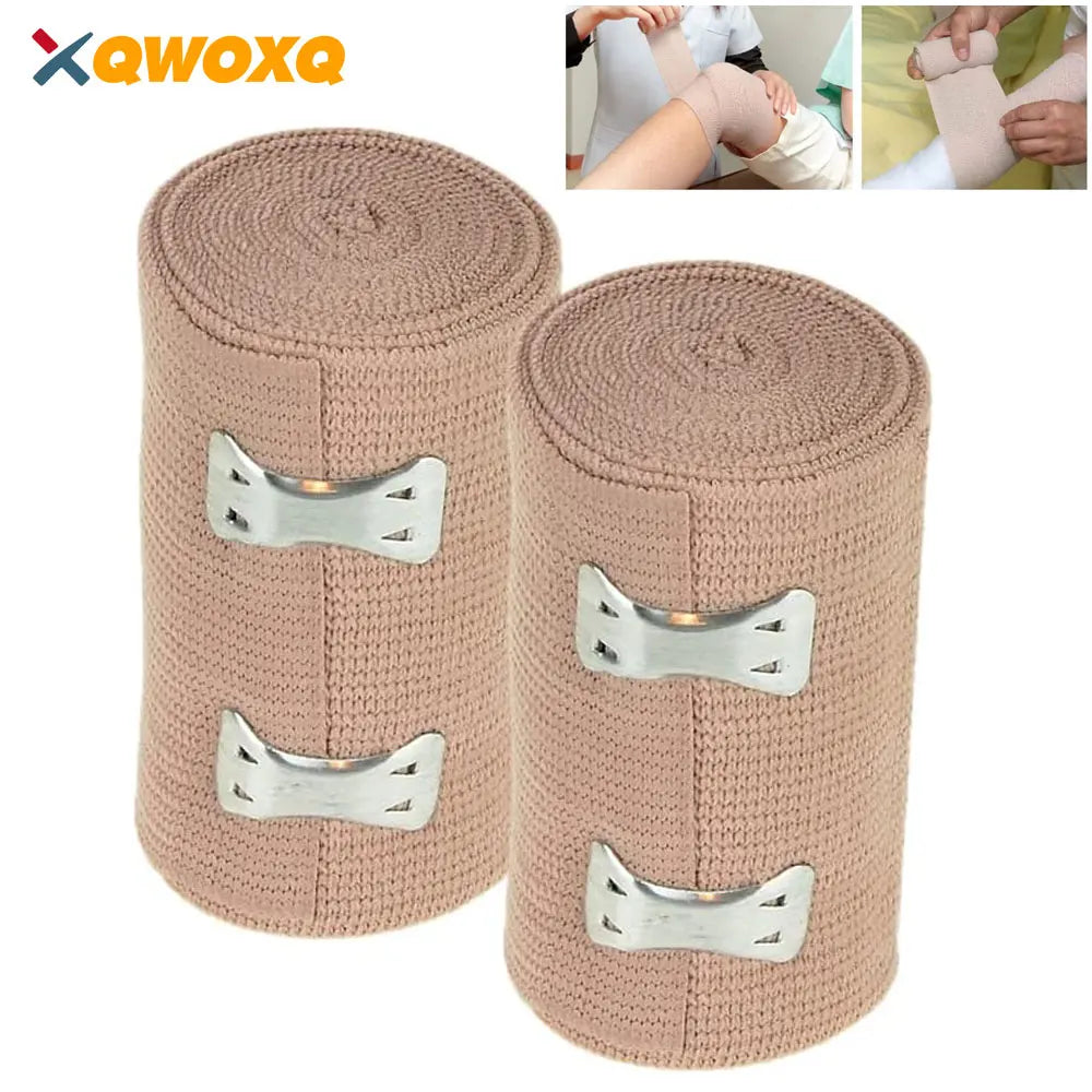 1Roll Premium Elastic Bandage Wrap – Strong Compression Bandage Wrap with Extra Clips for Sports, Sprains, Wrist, Ankle and Foot