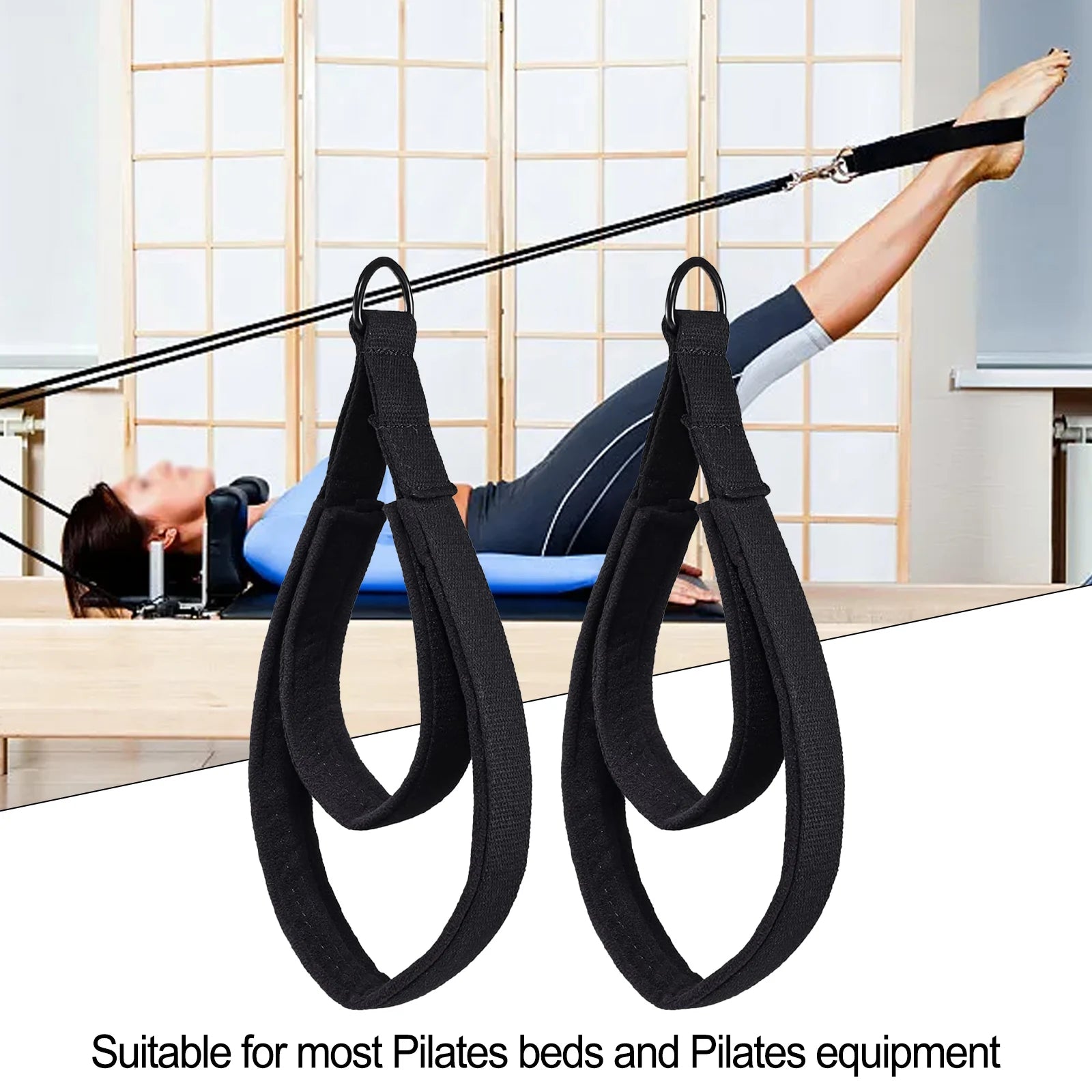 2pcs Yoga Strap Pilates Double Loop Adjustable D-Ring Straps Buckle Foot Reformer Yoga Fitness
