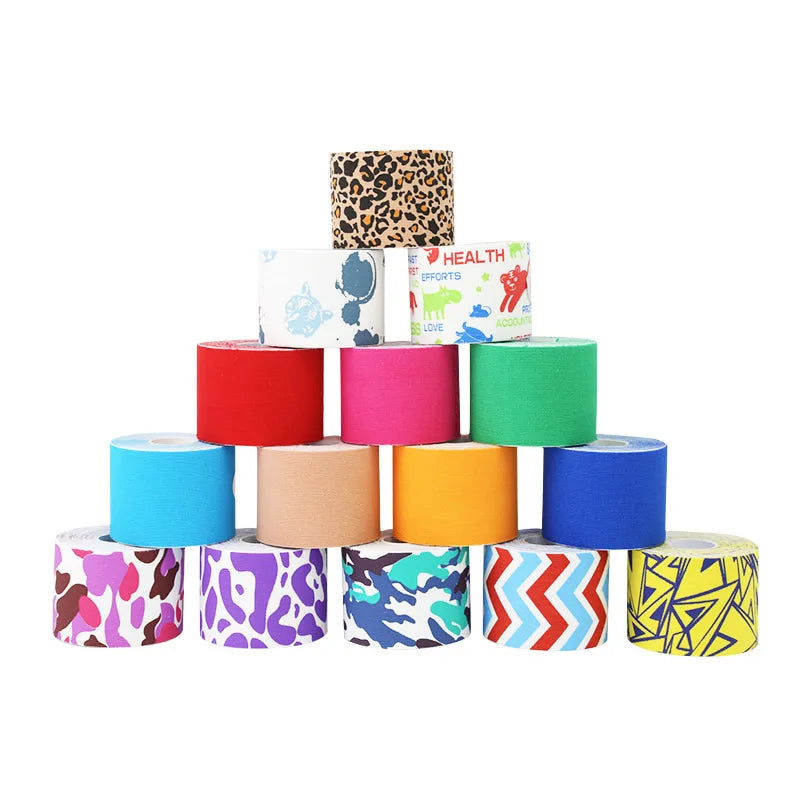 3 Rolls Printed Kinesiology Tape Elastic Adhesive Muscle Protector Support for Athletics Sport