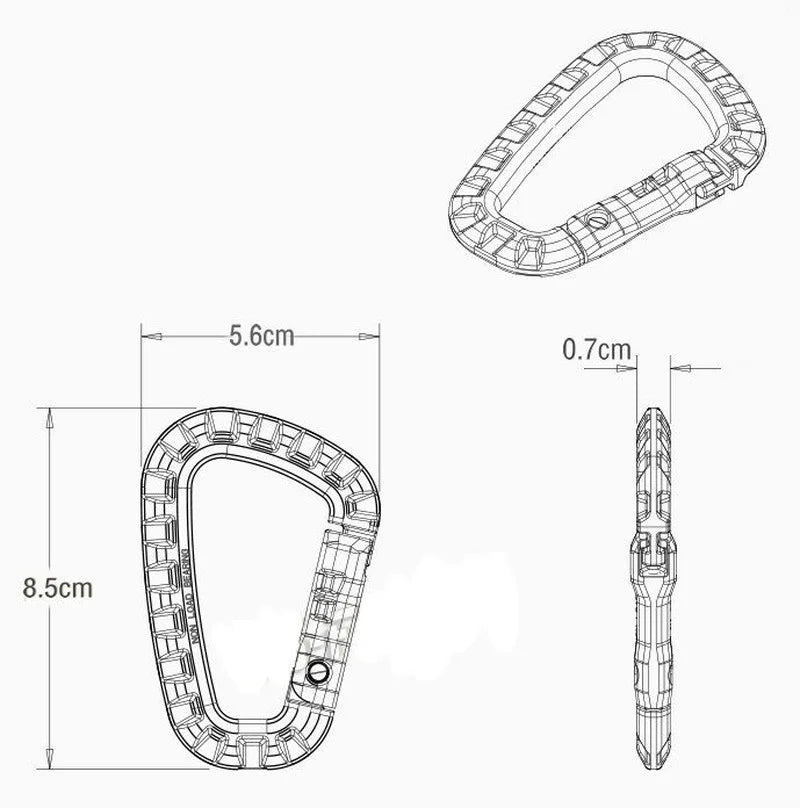 5pcs 8.5cm Tactical Backpack Buckle Fast Carabiner Plastic Hook D Shape Mosqueton EDC Gear For Outdoor