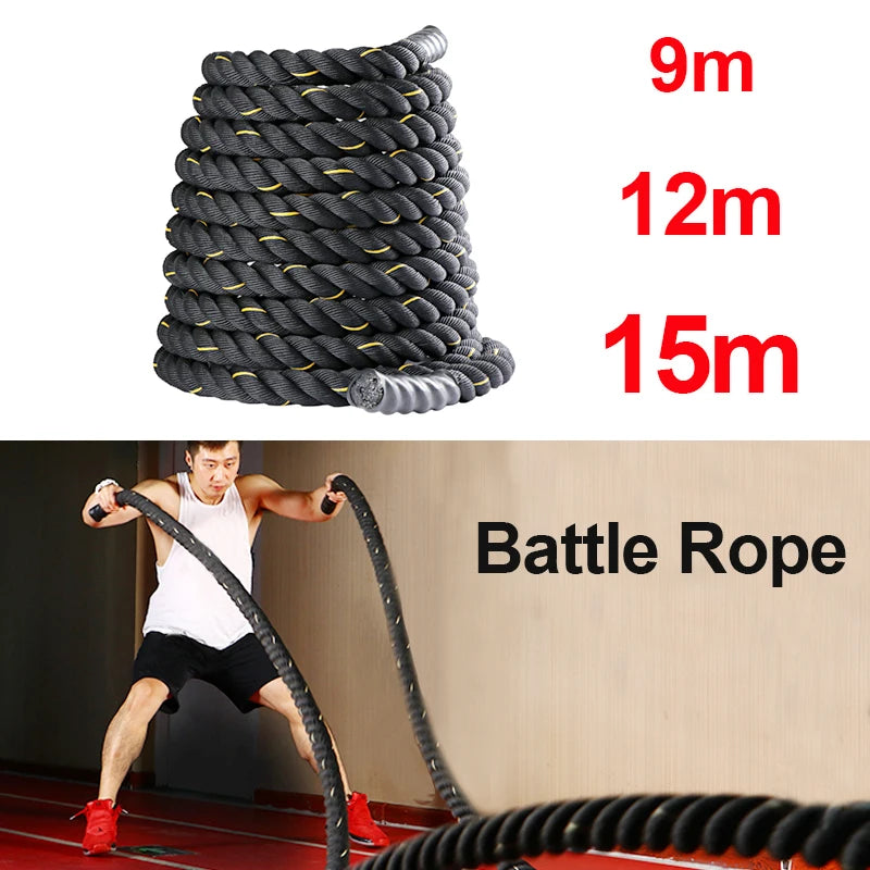 9M/12M/15M Fitness Battle Rope Crossfit Heavy Workout Ropes For Gym Home Bodybuilding Power Improve Strenght Training