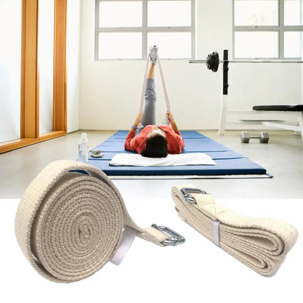 Cotton Yoga Strap Belt D-Ring Buckle Gym Bodybuilding Exercise Fitness Resistance Band Yoga Pilates Crossfit Yoga