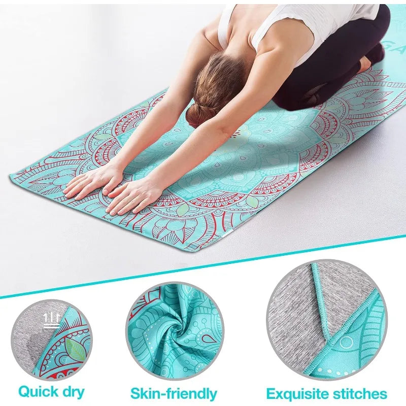 Foldable non-slip yoga mat towel Yoga towels for all yoga activities Microfiber Super Absorbent Anti-Slip Pilates and Yoga Gear