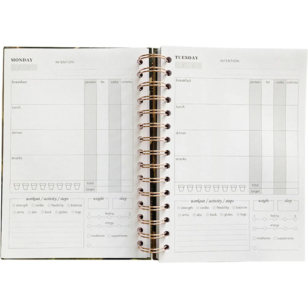 Food Notepad Diet Workout Weight Loss Journal Notebook Spiral Notebooks Writing Planner