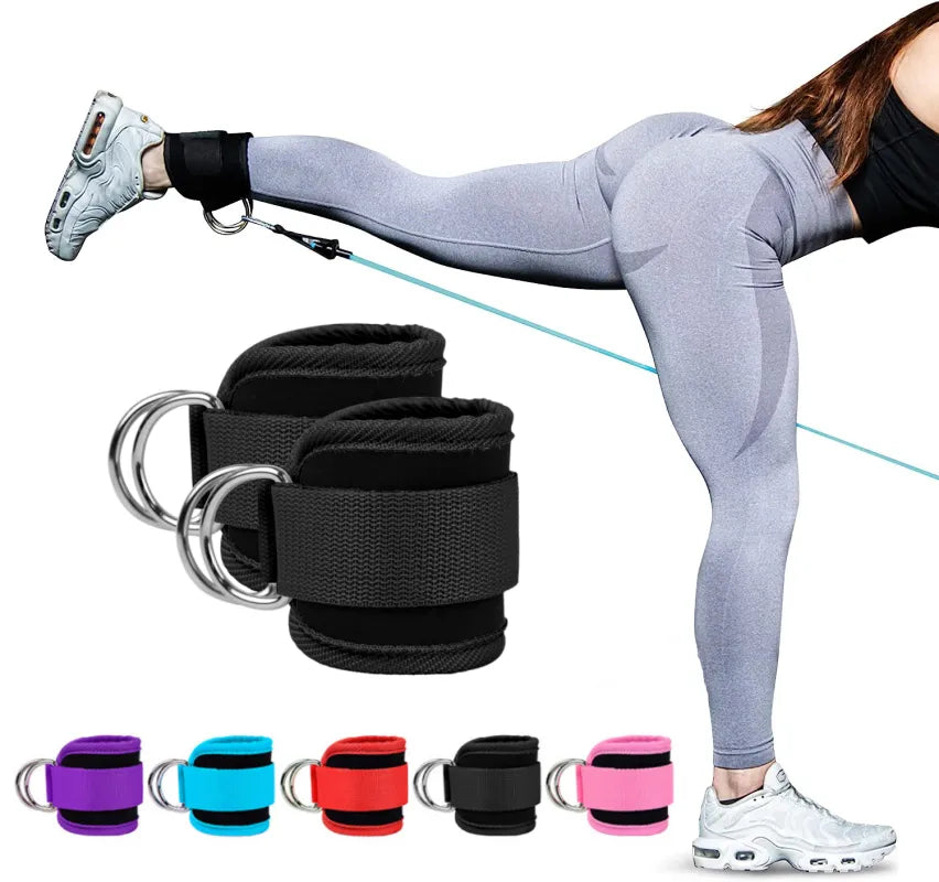 Gym Ankle Straps Double D-Ring Adjustable Neoprene Padded Cuffs Ankle Weight Leg Training Brace Support Sport