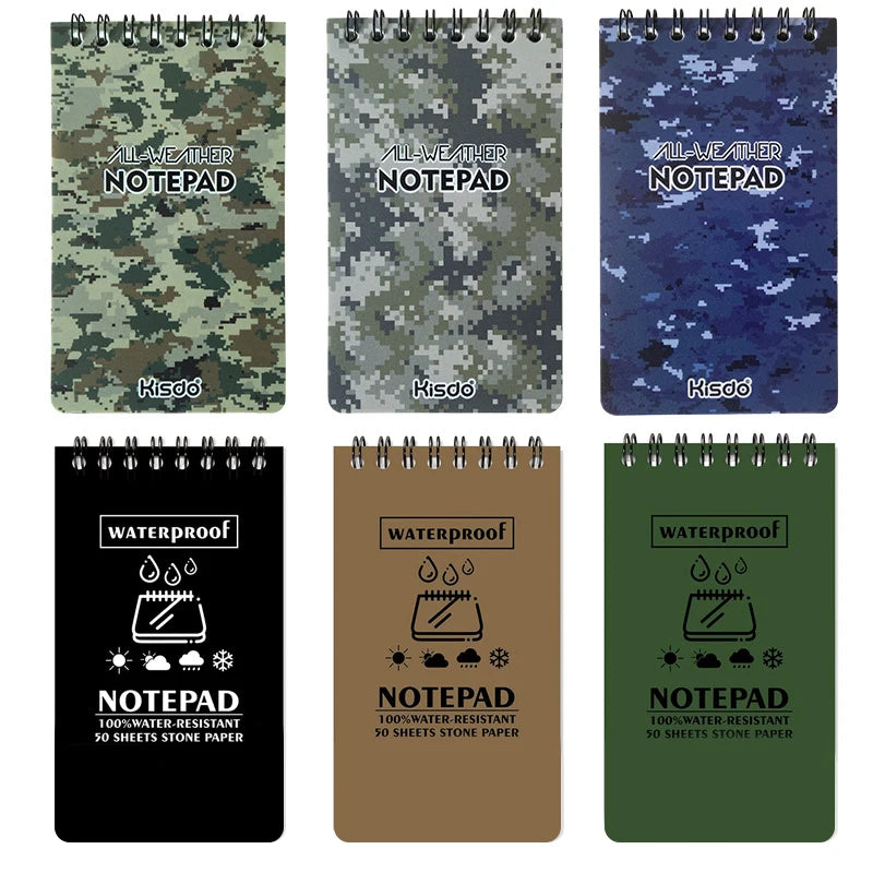 Portable Tactical Note Book All-Weather Notebook Waterproof Notebook Training Writing Paper in Rain Memo Pad Travel Journal
