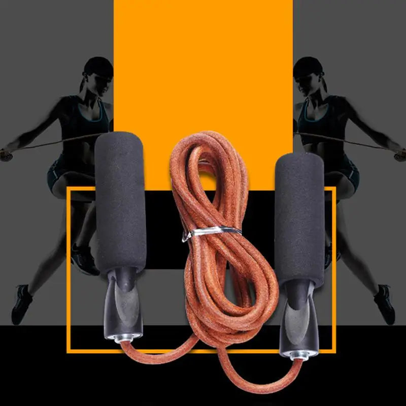 Professional Cowhide Jump Rope Fitness Boxer Training Skipping Rope Weightloss Workout Excercise Boxing