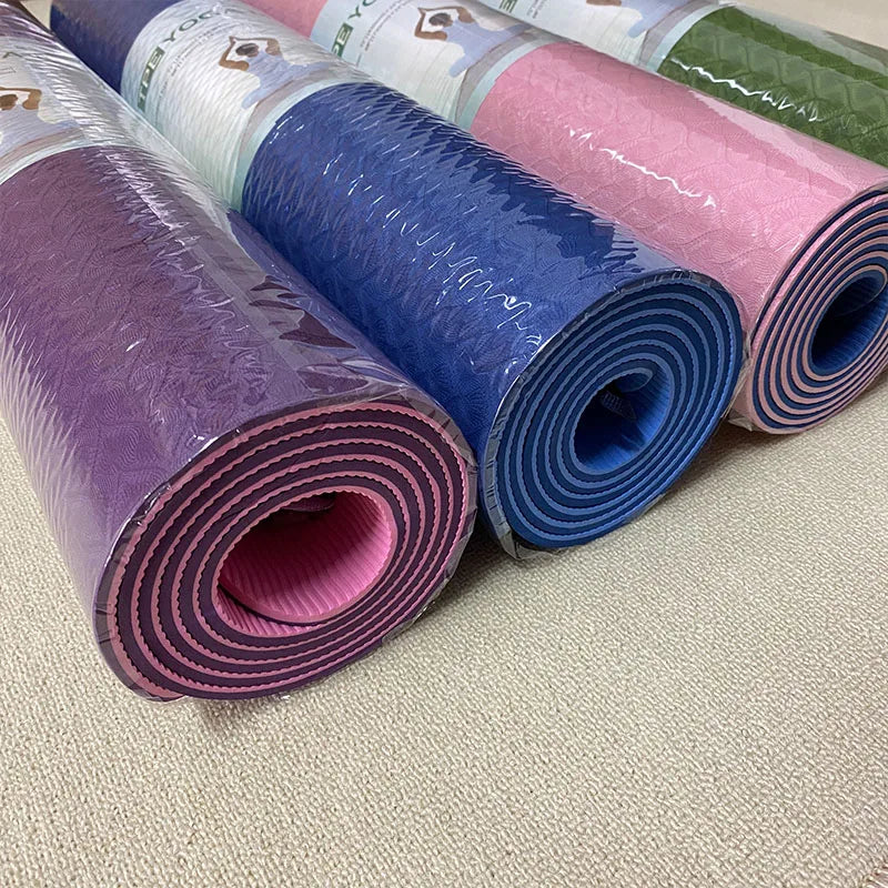 QUMOR Yoga Mat,Double-Sided Non Slip Eco Friendly Fitness Exercise Mat with Strap TPE Yoga Mats for Women Men,for Yoga,Pilates