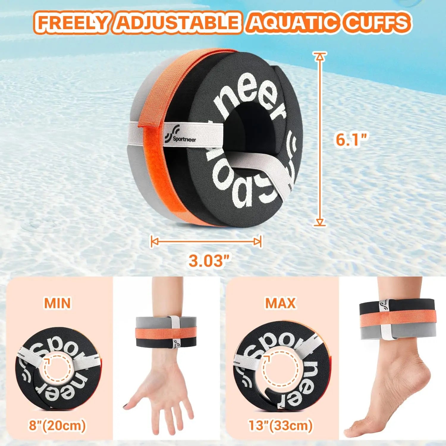 Sportneer Water Aerobics Float Ring Water Ankle Buoyancy Ring Arm Belts Aquatic Exercise Equipment Pool Exercise Workout Sets