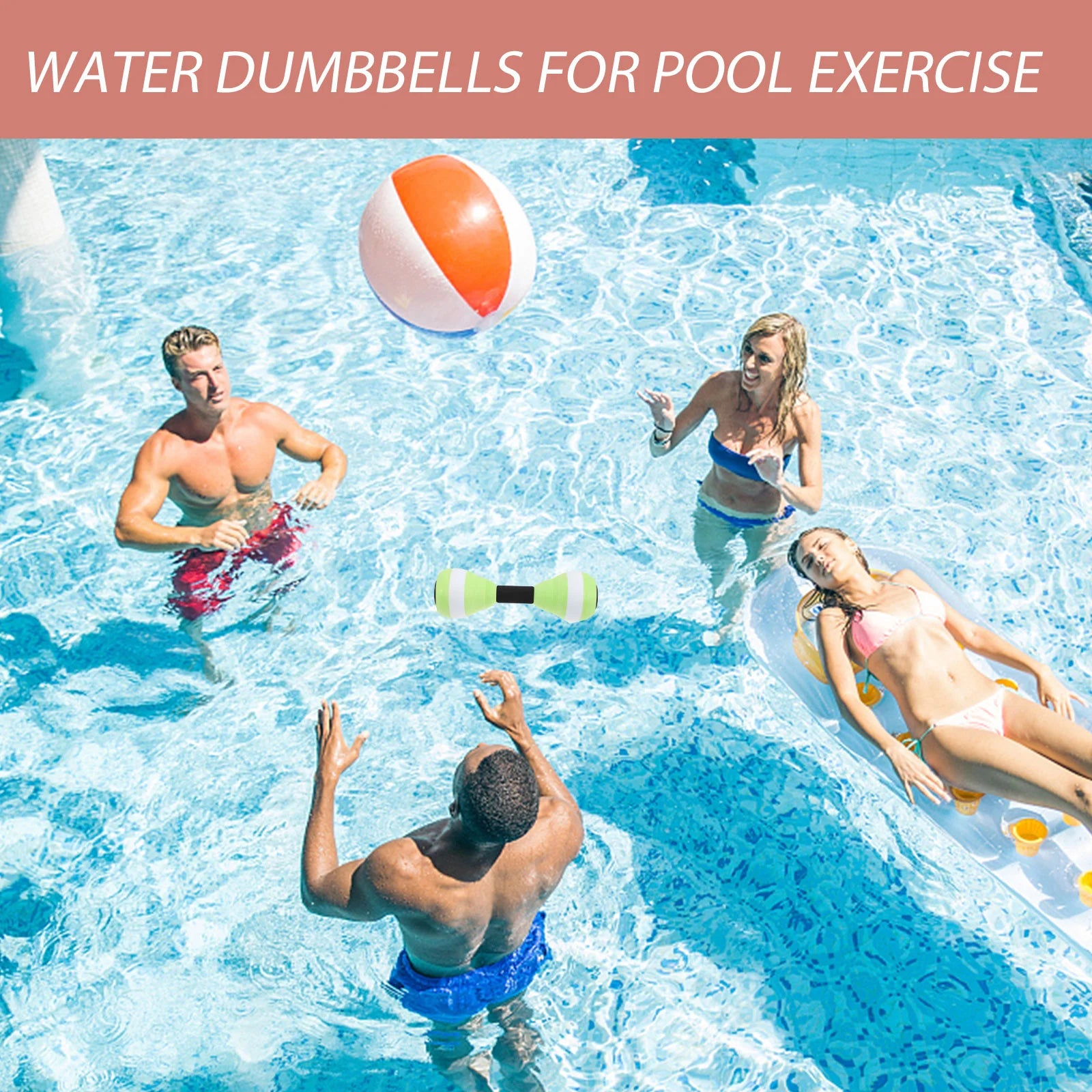 Sewacc Fitness Equipment Water Dumbbells Lightweight Aquatic Exercise Dumbells Eva Foam Water Barbells Hand Bar Pool Fitness
