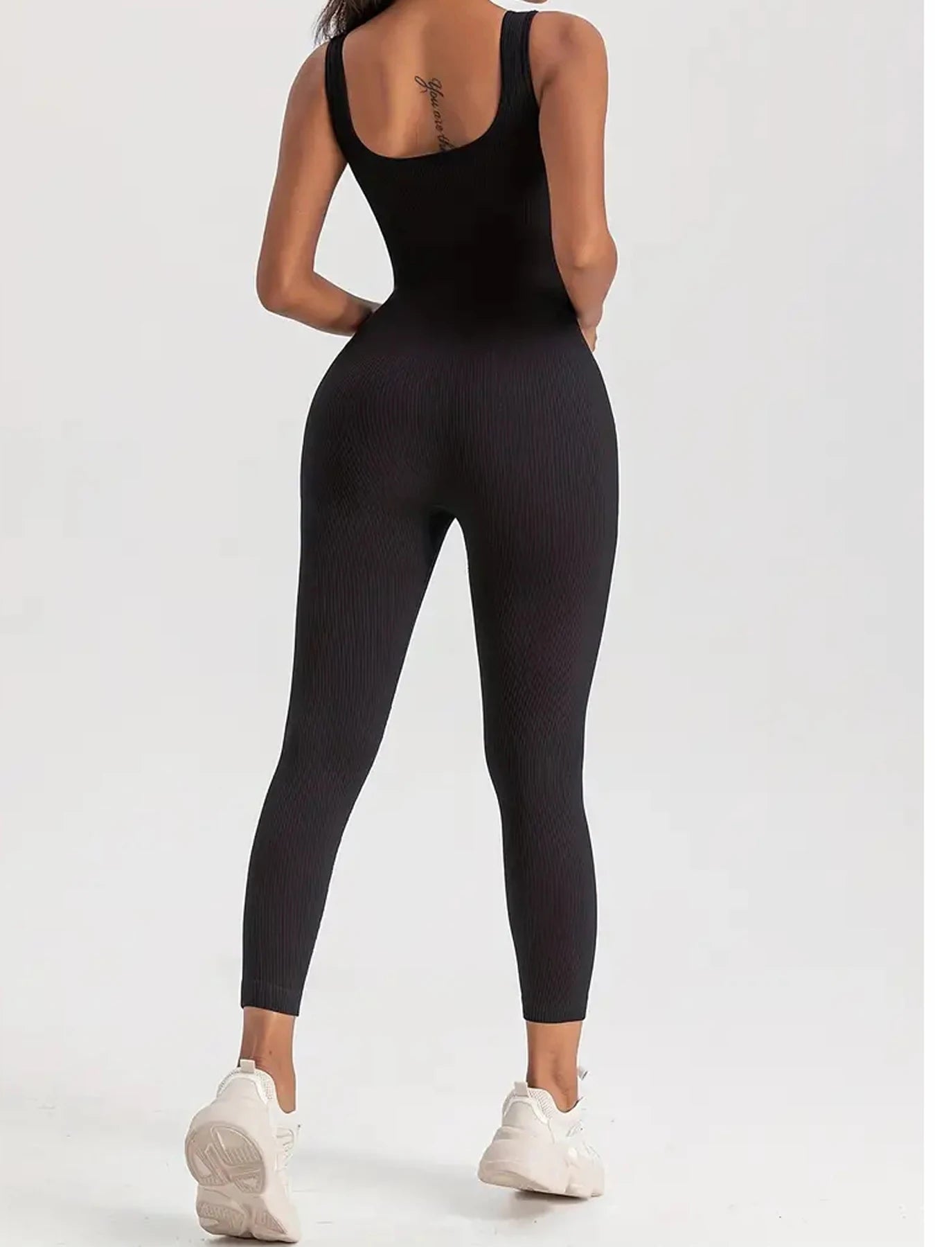 Solid Color Ribbed Yoga Jumpsuit ,Seamless Slim Fit Long Sleeve Sports Bodysuit, Women's Sports Shapewear