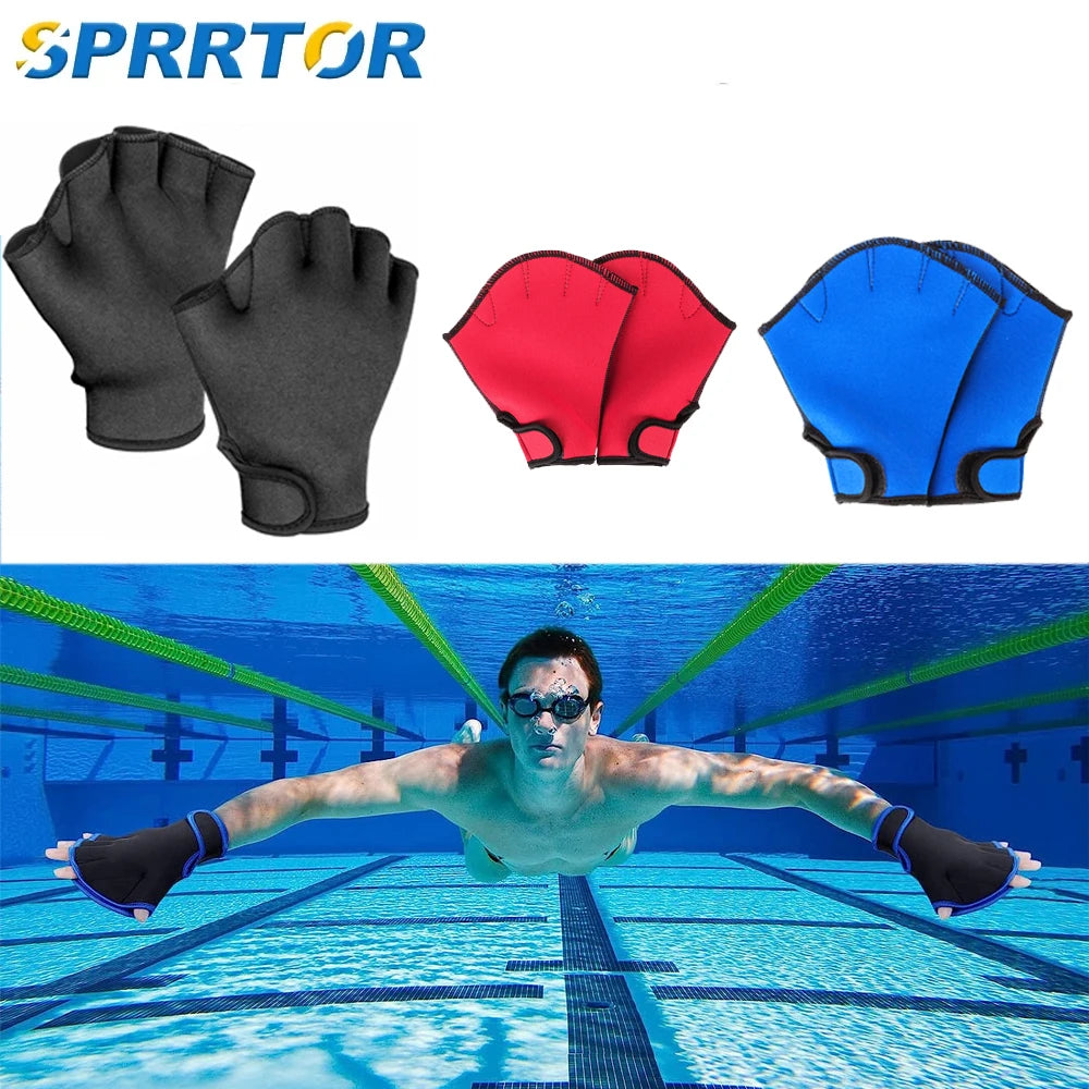 1 Pair Swimming Gloves Aquatic Swim Training Gloves Neoprene Gloves Webbed Fitness Water Resistance Training Glove for Diving