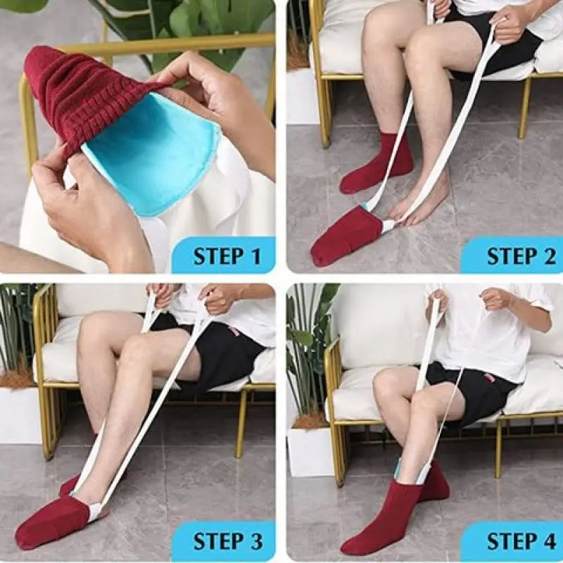Fitflexo Sock Threader - Easy On & Off Sock Aid Tool for Elderly - Sock Helper Pull for Effortless Stocking Application