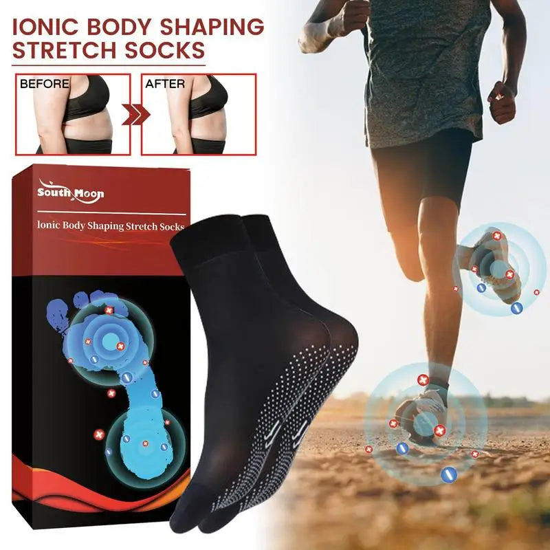Tourmalines Ionic Body Shaping Stretch Socks With Gel Point Blood Circulation Massage Elastic Socks
