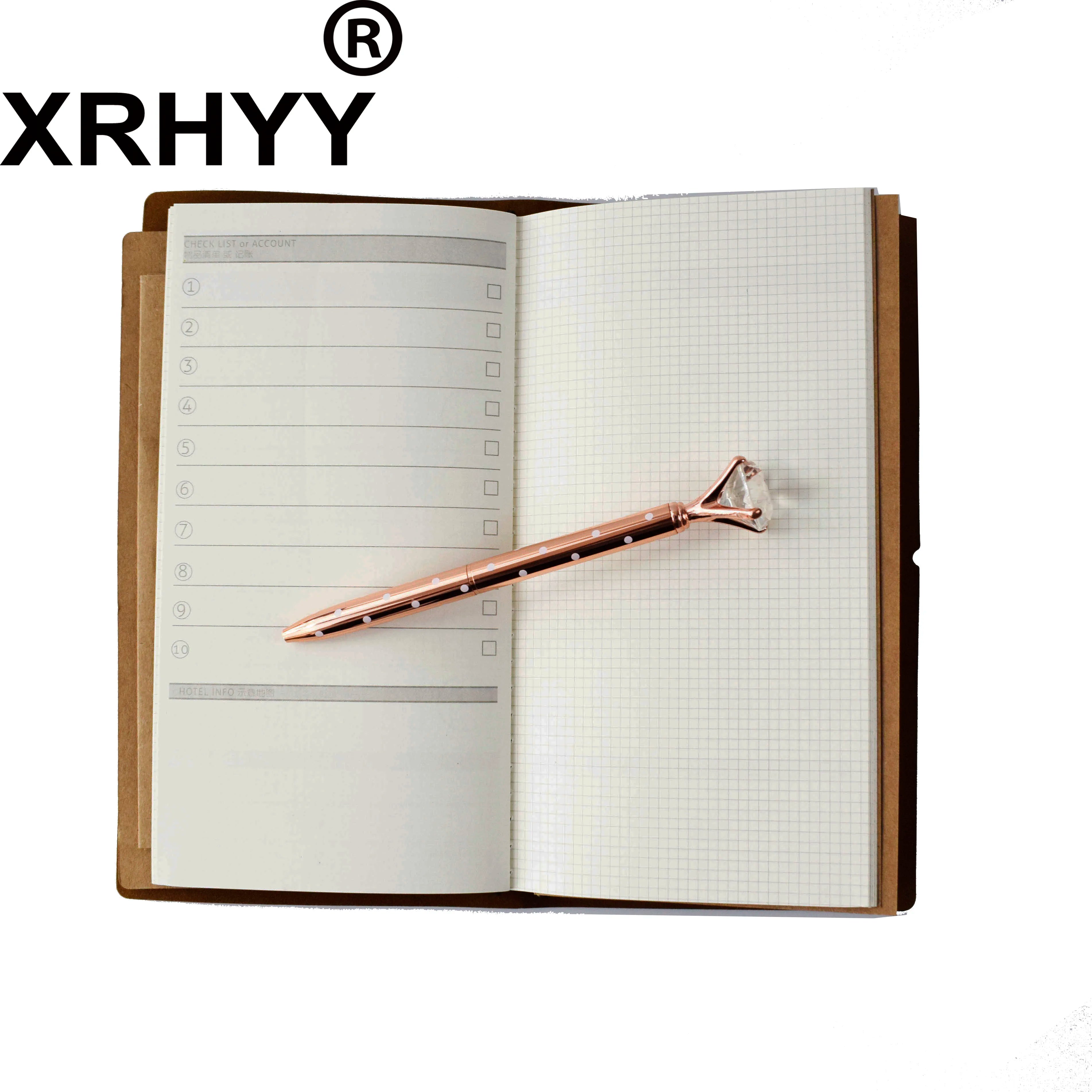 XRHYY Vintage Traveler's Notebook Hard Cover Planner Diary Book Exercise Composition Binding Notepad