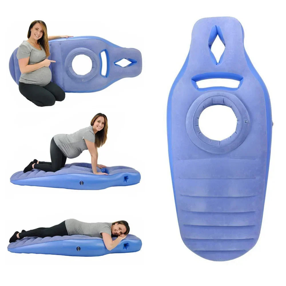 Yoga Mat for Pregnant Women Comfortable Flocking PVC Inflatable Mattress with Hole Exercise Home Sports Gym Fitness