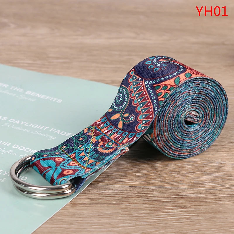 Yoga Strap Fitness Rope Colored Printed Adjustable Yoga Belt Washable Strap Soft